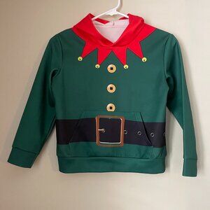 Green & Red with Printed Belt Elf Costume Hoodie
